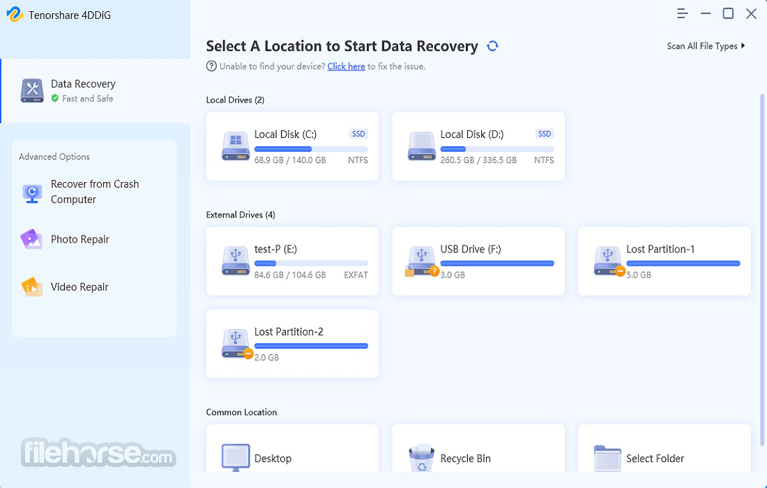 4DDiG Windows Data Recovery Captura de Pantalla 1