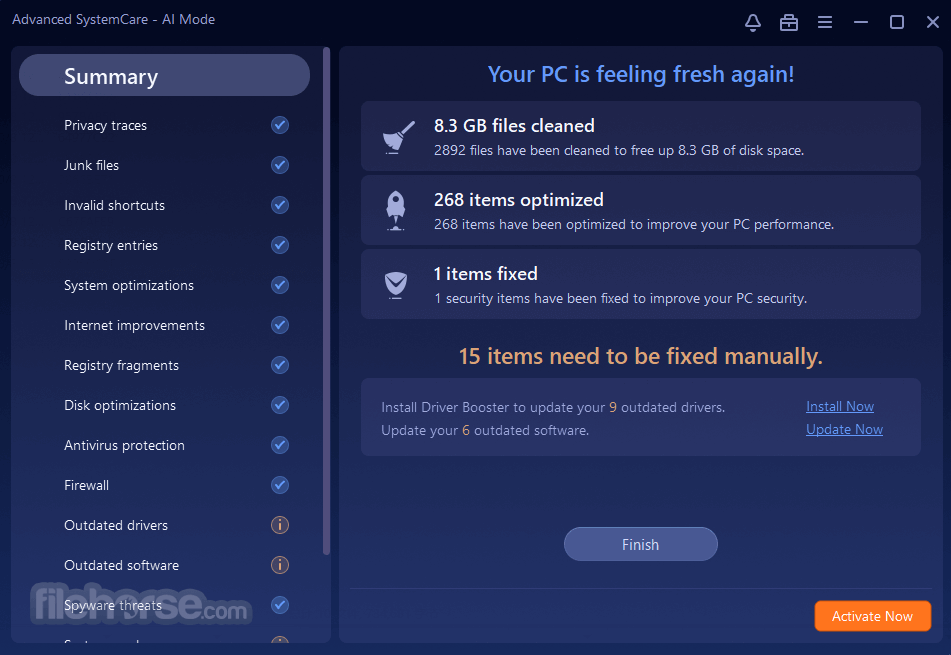 Advanced SystemCare Free Captura de Pantalla 3